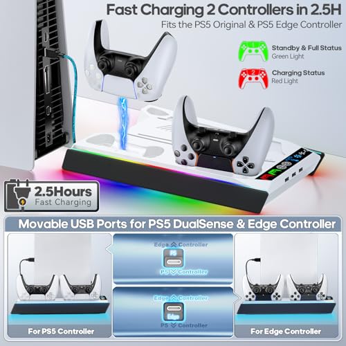 Image of Tokluck PA5 /Slim /Pro Cooling Station with Auto Turbofan & 3-Level Speed, PA 5 Vertical Stand Cooling Fan Station with Controller Charger, Accessories Base Cooler Docking Station, White & Black