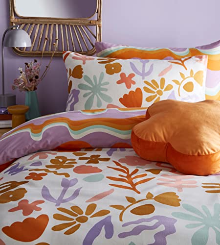 furn. Amelie Duvet Cover Set - Colourful Floral Reversible Bedding (Multicolour Floral - King) - Image 3