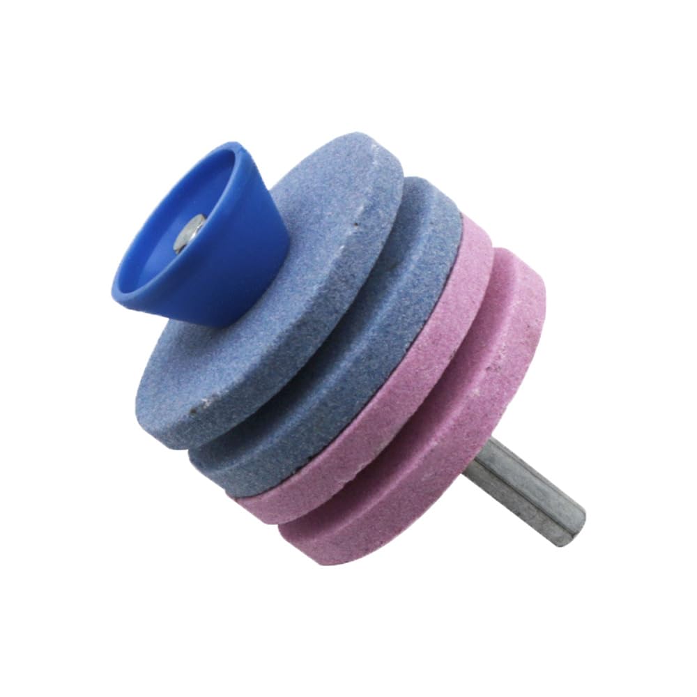 TopHomer Lawn Mower Blade Sharpener, 4 Layer Corundum Grinder Stone Wheel for Power Drill, Garden Tool Sharpener with Blade Balancer for Shears and Sickle Blades
