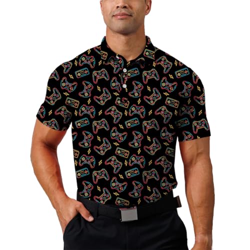 Maylian Quick-Dry Mens Golf Shirt Moisture Wicking Performance Polo Shirts for Men 3D Printed