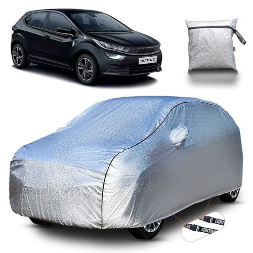 Image of Continental [SilverGuard] Dual Belts Extra Protection Tata Altroz Car Cover (2025-2026) Build with Triple Stitched,Waterproof Car Cover for Altroz (Metallic Silver).