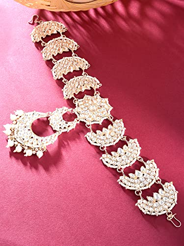 Tone Kundan & Crescent Bridal Head Chain For Women