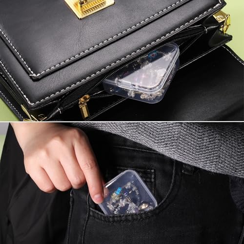 Image of HARFINGTON Bead Organizer Box Diamond Art Containers 1pcs Rectangular Plastic Storage Case 28pcs Mini Clear Bead Storage Containers Boxes for Jewelry Beading Crafts