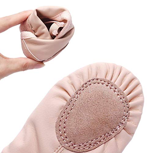 Nexete Soft Leather Balle Dance Shoes Split-Sole Slipper Flats Shoes Pink Black & Nude Color for Toddler Girl Boy Kid Women3