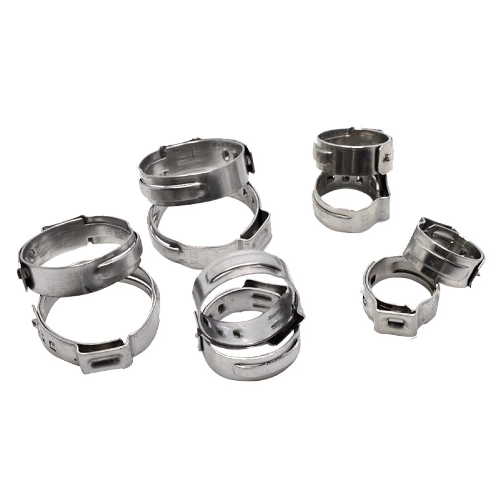10,8–13,3 mm Quetschklemmen, stufenlos, einzelnes Ohr, dicht schließend, vibrationsfest, für feste Schläuche und Rohre, 304 Edelstahl, Packung 100, 10,8, 13,3 mm