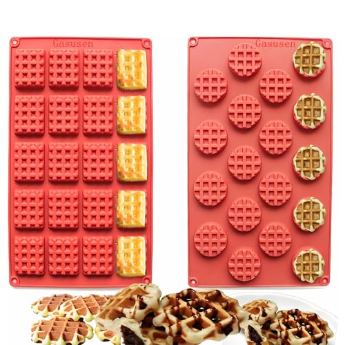Silicone Waffle Mold Set, 2PCS/Set 18/20 Cavity Mini Silicone Waffle Mold Waffle Making Mold, Non-stick Cake Cookie Chocolate Making Mold for Baking