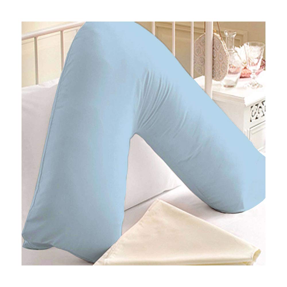 Slumber Nights V Shaped Pillowcase Cover Plain Polycotton 1 Piece Pack (Blue)