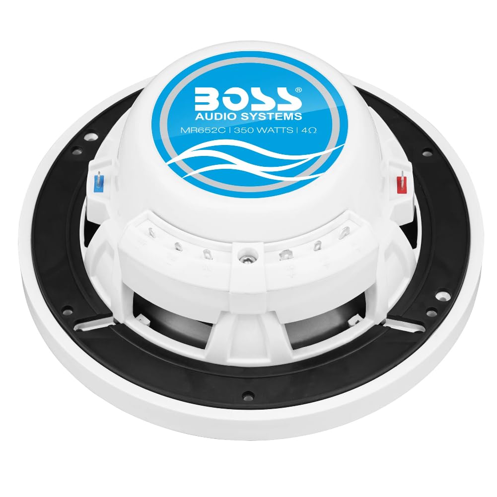 KIT SET PARA BOSS AUDIO SYSTEMS MR652C 2 altavoces coaxiales marinos Sistema de 2 vías 16,5 cm 6,5" de diámetro, 175 vatios rms 350 vatios max, 4 ohmios, 90 db, resistente al agua, barco, mar, por par