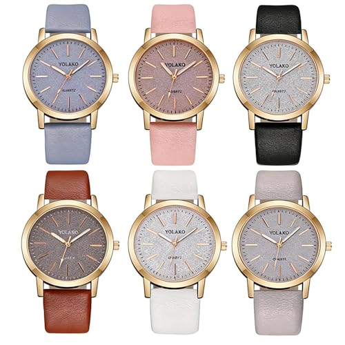 Montre à quartz pour femmes et filles lot de 8 avec bracelet en cuir multicolore chic