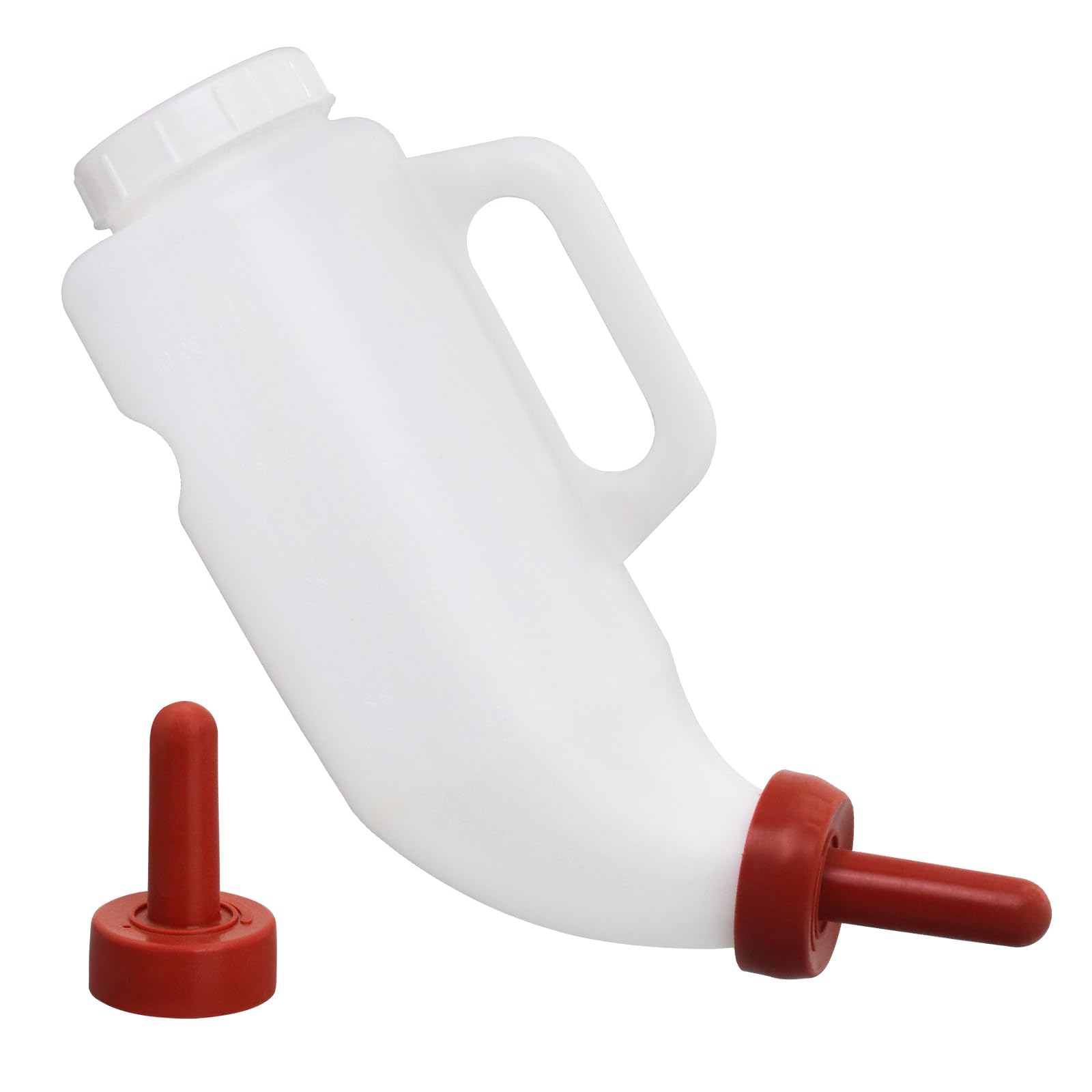 1 set di biberon con manico e bottiglia orizzontale in silicone per vitelli per allattamento, con tettarella di ricambio, bottiglia per latte di mucca (orizzontale)