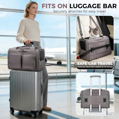 Image of Dog Cat Carrier Airline Approved Collapsible Soft-Sided Pet Travel Bag