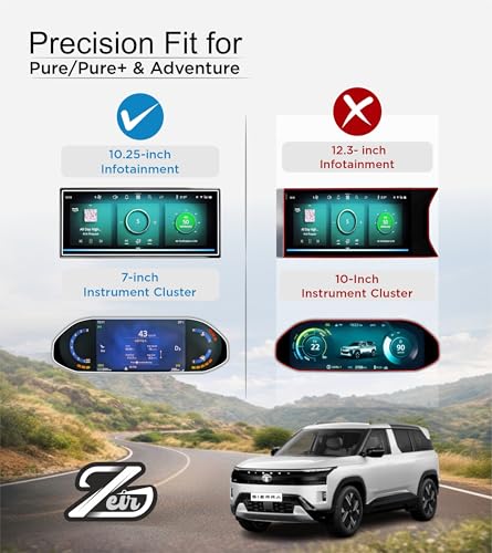 Image of ZEIR [4 PACK Screen Protector Compatible with Tata Sierra 2026+ | 10.25-Inch Infotainment, Instument Cluster, Steering & AC Panel Guard For TataSierra Pure, Pure+ & Adventure [Not Tempered Glass]