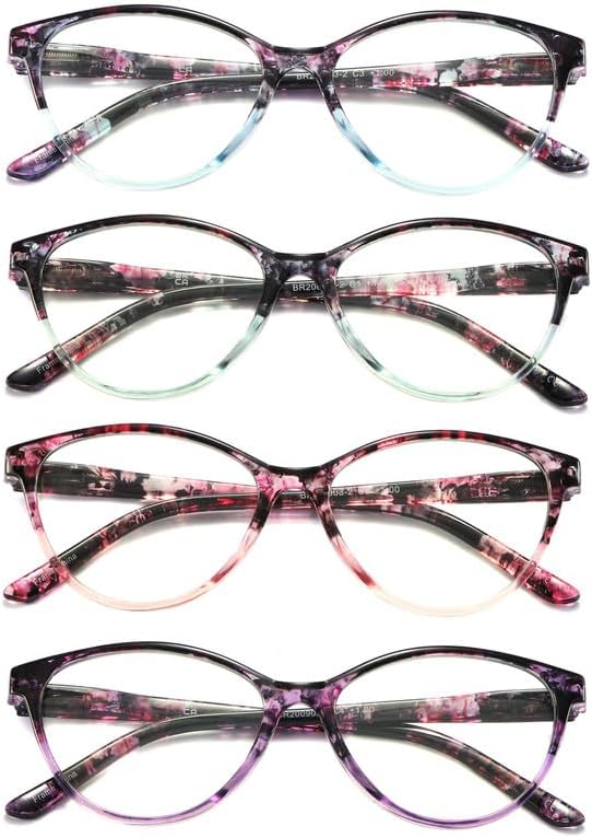 Miniatura 1 de JAWSOCK Paquete de 4 lentes de bloqueo de luz azul para mujer, lentes de computadora con marco de gato elegante, antirreflejosUV 2.5