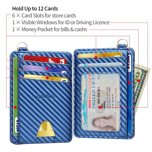 Image of Slim Minimalist Front Pocket Wallet, RFID Blocking Credit Card Holder Wallet with Detachable D-Shackle for Men Women