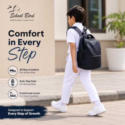 Image of SCHOOL BIRDS Kids Unisex School Uniform Black Shoes Oxford Shoe for Boys and Girls
