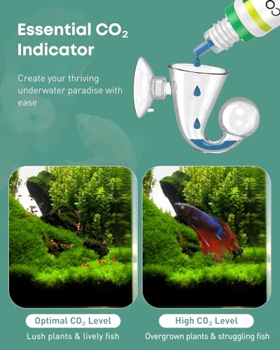 Image of Pawfly Glass CO2 Drop Checker for Aquarium CO2 Indicator for Planted Fish Tank CO2 Monitor Kit with Solution & Suction Cups CO2 Detector Aquarium CO2 Tester Fish Tank Carbon Dioxide Checker