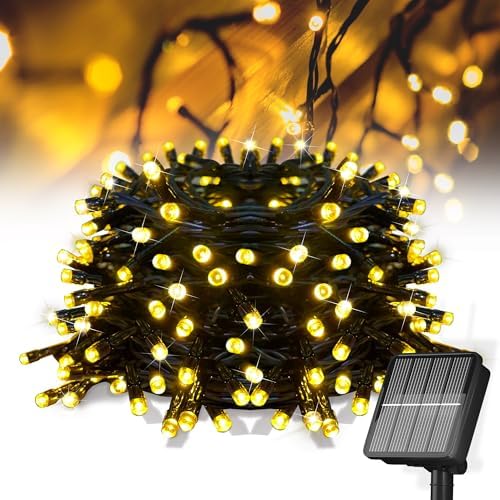 Solar String Lights for Outside, 39Ft 100 LED Solar String Lights Outdoor with 8 Modes ，Solar Christmas Lights Outdoor Waterproof for Yard, Fence,Balcony, Party,Christmas Tree Decorations (Warm White)