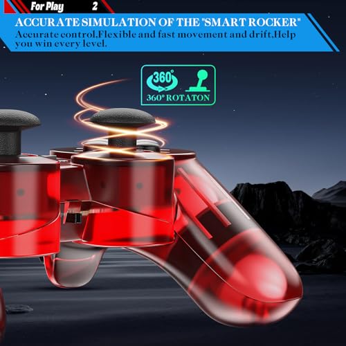 Image of Degulan Wireless Controller Compatible with PS-2 Console, Remote Gamepad for Play 2 (ClearRed and ClearBlue)