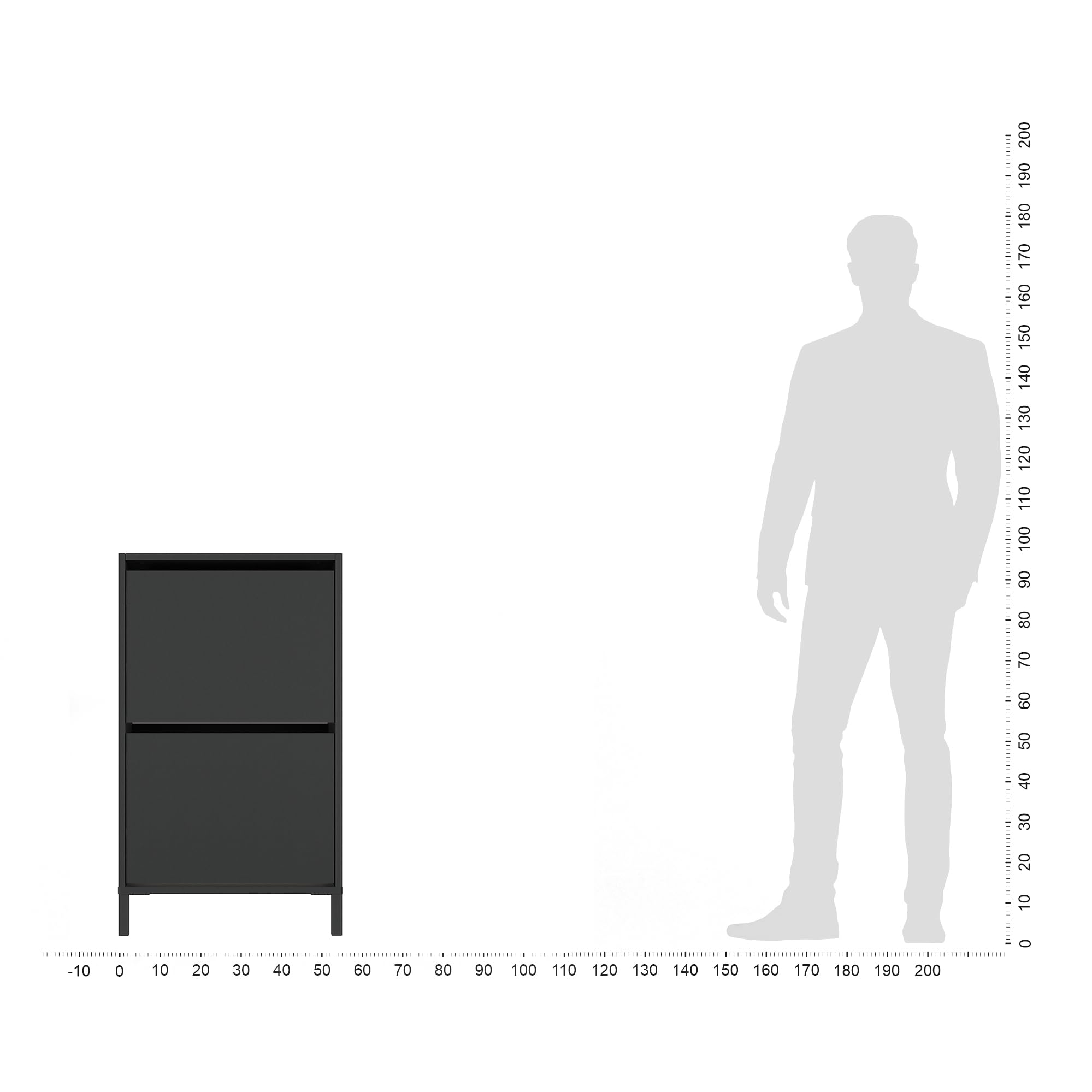 KOMTO Szafka Na Buty Antracyt Wąska – Szafka Uchylna Na Obuwie Z 2 Klapami, Komoda Na Buty, Organizer Do Przedpokoju| Trek 55 X 25 X 96 Cm