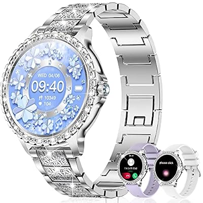 fitonyo Smartwatch Donna Diamond,1.32''Smartwatch Donna Chiamate e whatsapp,Fisiologia Femminile Cardiofrequenzimetro SpO2/Monitoraggio del Sonno/120 Allenamenti, Orologio Smart Watch per iOS Android