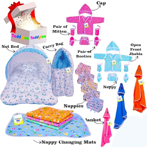 Image of Toddylon Flat Bed 24 in 1 Baby Products All New Born Combo (Multicolour, 0-6 Months)