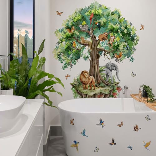Vinilos decorativos árbol suspendido jungla 51.57x48.03 pulgadas miniatura 5