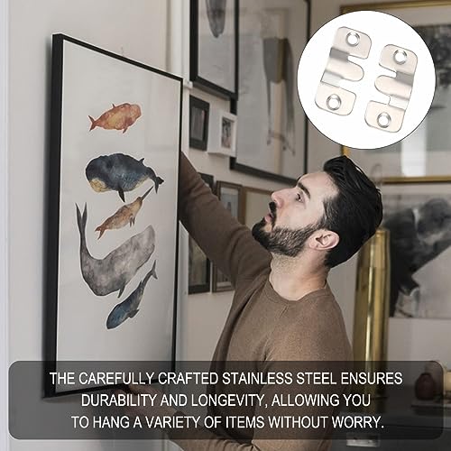 Image of 10Pcs Flush Mount Bracket Stainless Steel Sectional Interlocking Furniture Connector Z Clip Bracket Heavy Duty Photo Frame Hook (Small,4.4CM)