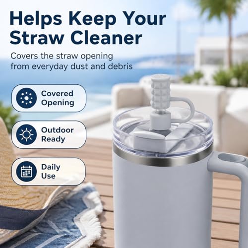 Image of BTYHAOS Straw Covers, Dust Proof Straw Toppers Fit Stanley 30 40oz Tumbler | Reusable Food-Grade Silicone Straw Covers Cap for Most 10mm Reusable Straw