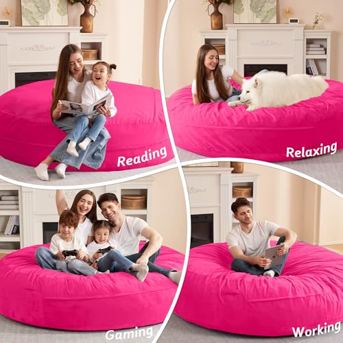 Image of HABUTWAY XX-Large Bean Bag Chair: Giant 7' Memory Foam Furniture Bean Bag Chairs for Adults with Microfiber Cover 7Ft (Hot Pink)