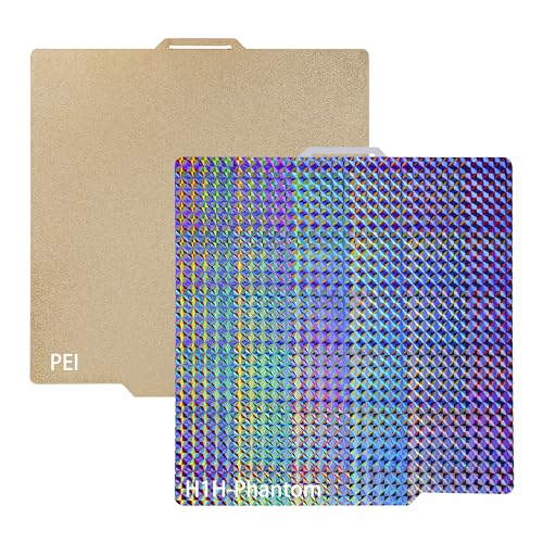 Double Sided Textured PEI H1H Build Plate for Bambu Lab X1/X1C/X1E/P1P/P1S/A1, Flexible Textured PEI+Phantom H1H Spring Steel Plate 257x257mm for Bambu 3D Printers