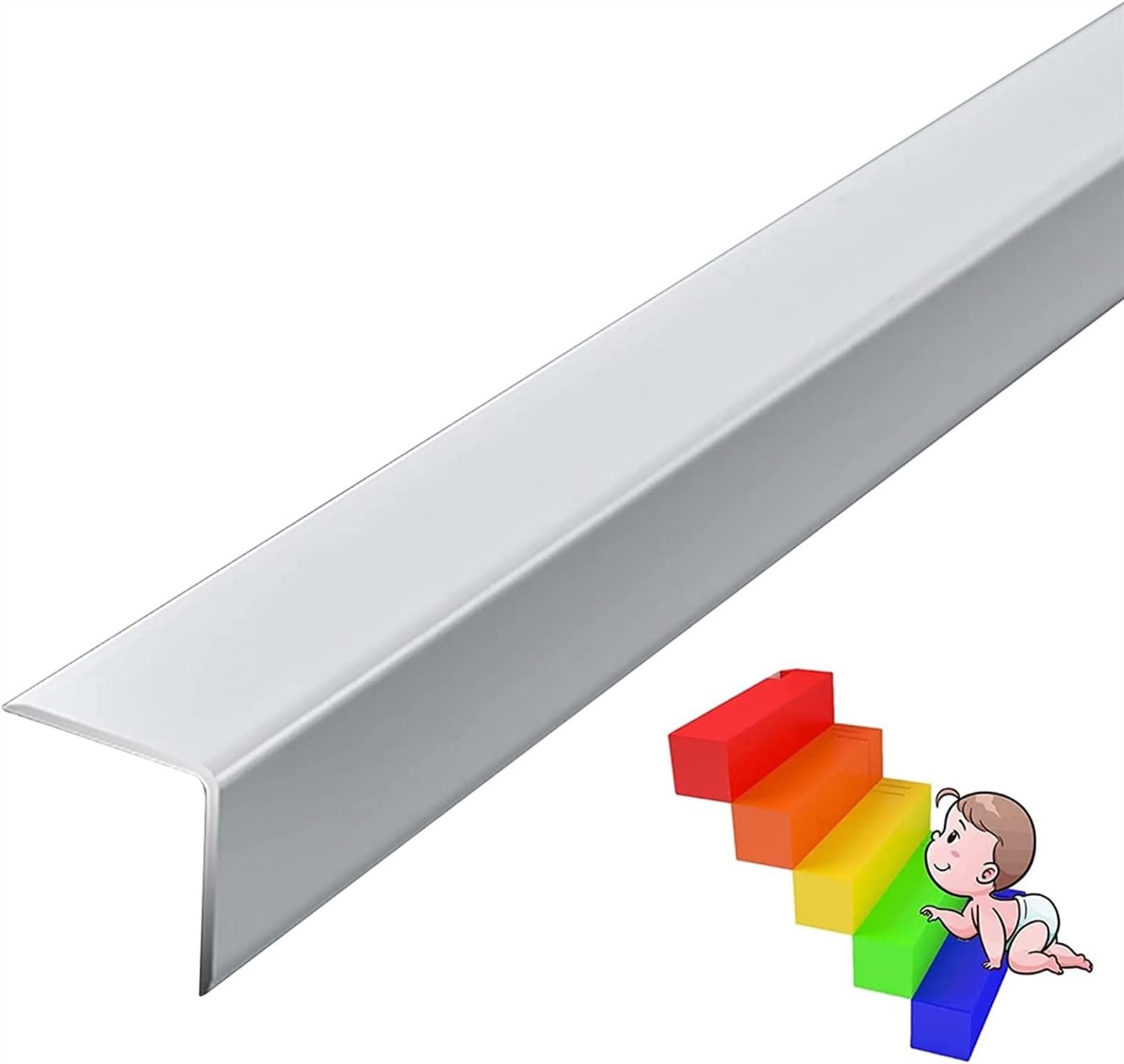 KEuLen Profilo di Transizione, Striscia di Soglia, Strisce di Rivestimento for Protezione Bordi for Scale a Forma di L, Strisce di Protezione for Scale/gradini/Angoli di Sicurezza(White)