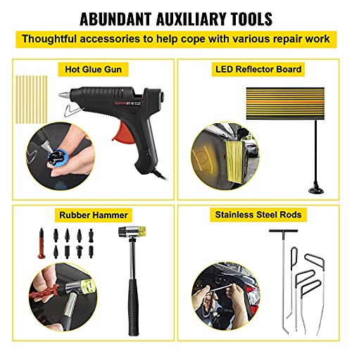 Vevor Paintless Dent Removal Rods, 68 Pcs Paintless Dent Repair Tools, 10 Pcs Stainless Steel Rods Car Dent Repair Kit, Glue Puller Tabs Dent Puller Kit For Auto Dent Removal, Minor Dents, Door Dings #TOP5