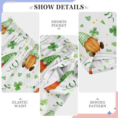 Lovely Gnome Shamrock Boys Long Pants Soft Trousers Elastic Waist Kids Lounge Bottoms with Pockets S-XL4