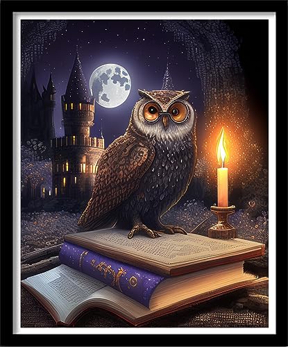 Image of Findvoor Stamped Cross Stitch Kits for Beginners Full Range of Cross Stitching Embroidery Pattern for Adults, 11CT DIY Needlepoint Embroidery Starter Kits-Magic Owl 15.7x19.7 inch