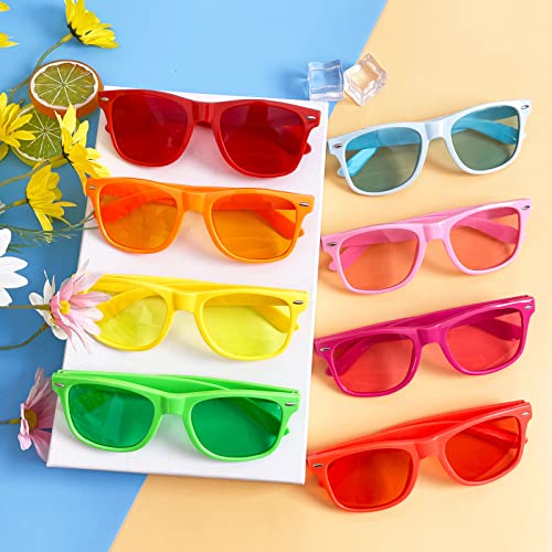 Matcheck 10/18 Pack Neon Colors Party Sunglasses Stylish Tinted Glasses Bulk Retro Shades for Unisex Adults Teens4