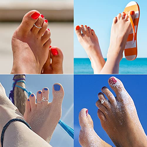 Adramata Toe Rings For Women 925 Sterling Silver Toe Rings Set Cz Inlaid Trendy Summer Beach Foot Jewelry Adjustable Open Toe Rings Hug & Leaf & Simple Rings #TOP3