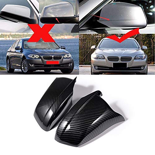 Astra Depot 2X Door Wing Rearview Side Mirror Cover Cap Compatible with 2011-2013 BMW F10 5-Series Sedan Pre-LCI (Carbon Fiber)