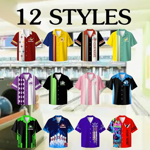 Custom Bowling Shirts Customized Unisex Short Sleeve Button Down Casual Shirt Personalized Name Jersey for Men2