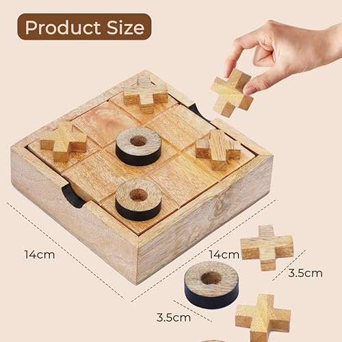 Tic Tac Toe de Madera Hecho a Mano Ajuny Juego de Mesa Premium y Elemento Decorativo 2