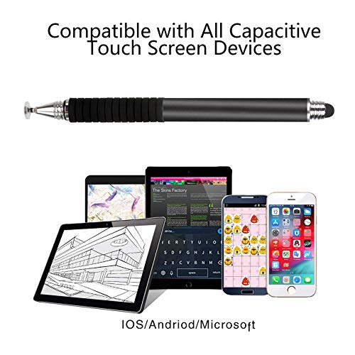 Capacitive Disc Stylus Pens, 2 in 1 Universal Stylist Pens for All Capacitive Touch Screens Cell Phones, iPad, Tablet, Laptops with 6 Replacement Tips (Black/White/Pink)