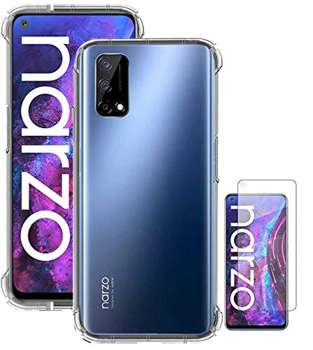 Image of Soft Flexible Silicone Back Cover for Realme Narzo 30 Pro 5G, TPU Case + Screen Guard