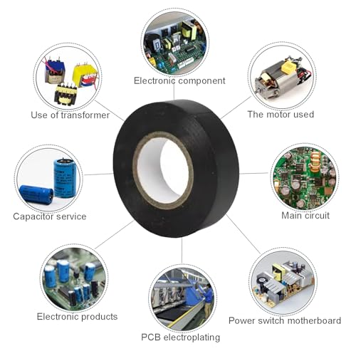 Image of Black Electrical Tape 2 in x 66ft, PVC Insulation Tape, Flame Retardant & Weather Resistant, Heavy Duty for Professional Wiring, Automotive, and Household Repairs