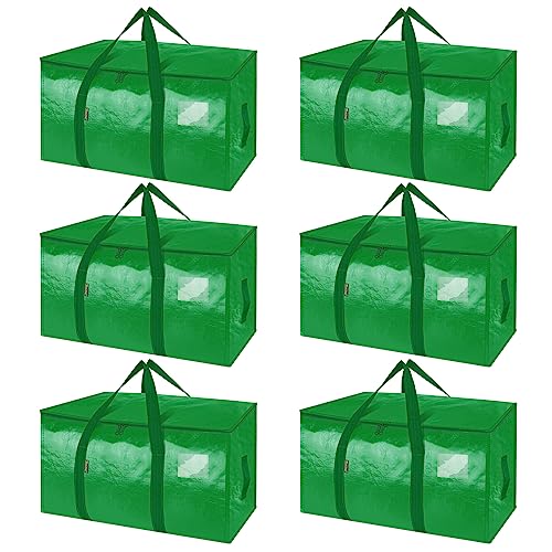 Image of BALEINE 6-Pack Oversized Moving Bags with Reinforced Handles, Heavy-Duty Storage Tote for Clothes, Moving Supplies (Light Green, 6-Pack)