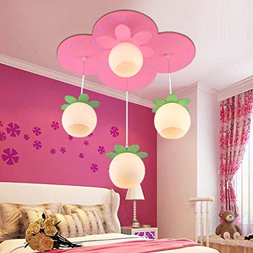Lustre LED protection des yeux pour chambre d'enfant princesse rose