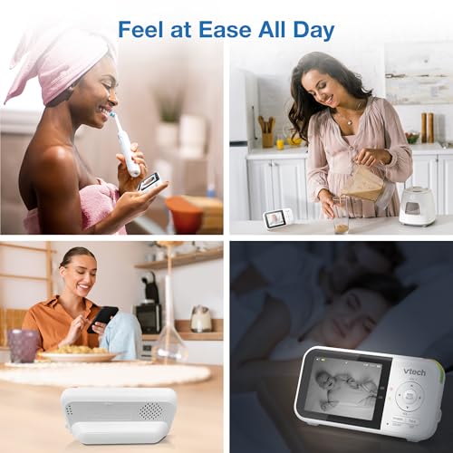 vtech vm819 baby monitor with camera and audio 28 screen portable baby camera night vision 2-way audio temperature sensor and lullabies secure transmission no wifi ideal for babyelderlypet
