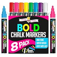 Chalky Crown - Chalk Pens - Liquid Chalk Markers - Dry Erase Marker Pens - Chalk Markers for Chalkboards, Signs, Windows, Blackboard - 24 Chalkboard Labels Included - 8 Pack, Multicolored, 6mm