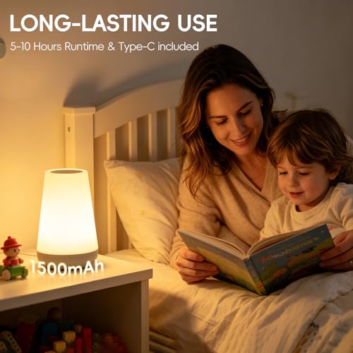 Neww Veilleuse LED tactile à intensité variable pour chambre à coucher, 13 couleurs RVB et 5 luminosités, lampe de chevet rechargeable par USB, veilleuse portable pour salon, salle de bain (gris) – vue 6
