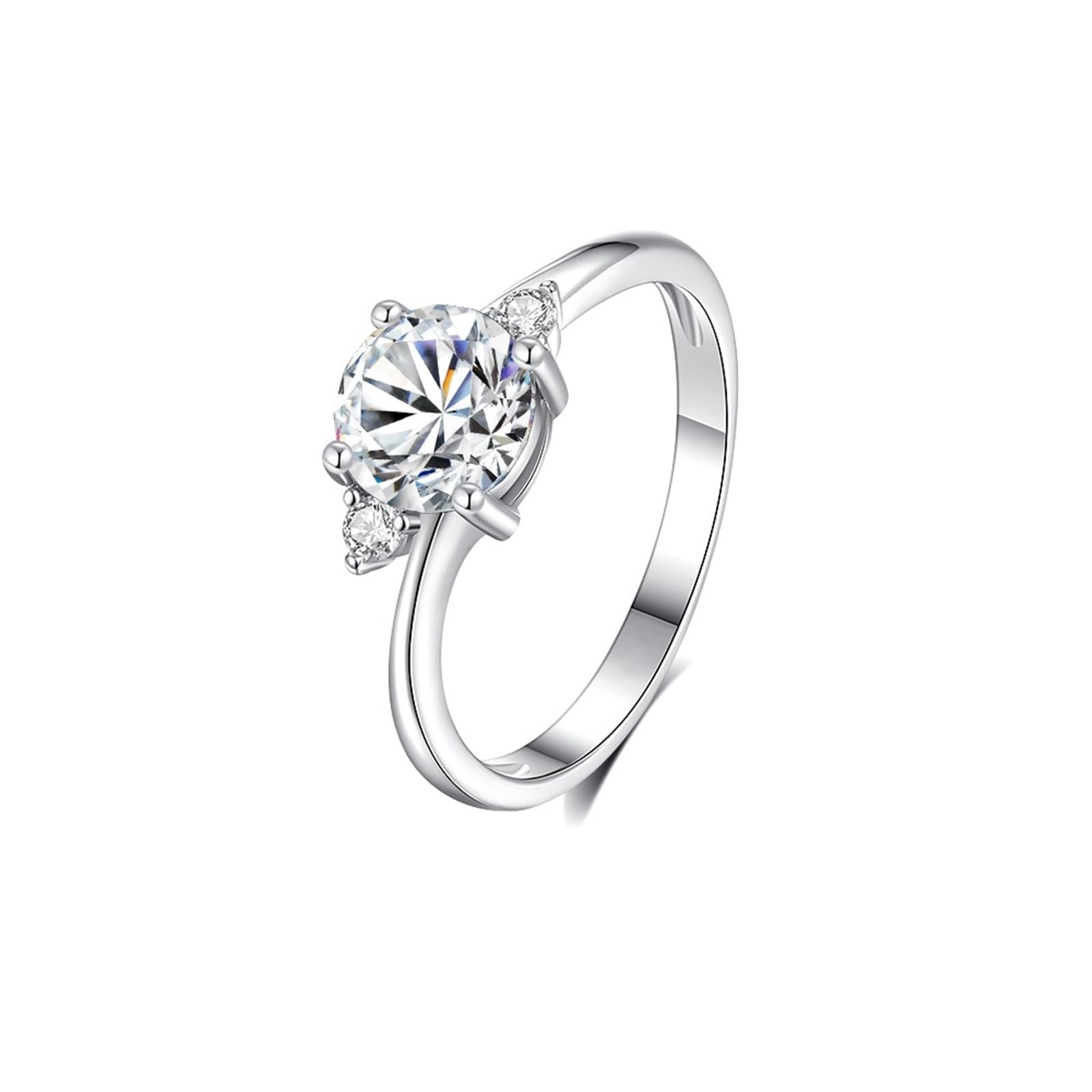 Moissanite Anillo para mujer de oro auténtico, anillo de compromiso, oro blanco, elegante anillo de boda con 1 ct Moissanite Bandringe Gold Ehebandring para mujeres