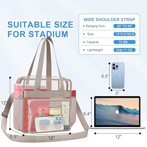 Image of Busiuw Clear Bag for Stadium Events, Stadium Approved 12x12x6 Clear Tote Bag for Sport Fan, Work Concert Travel