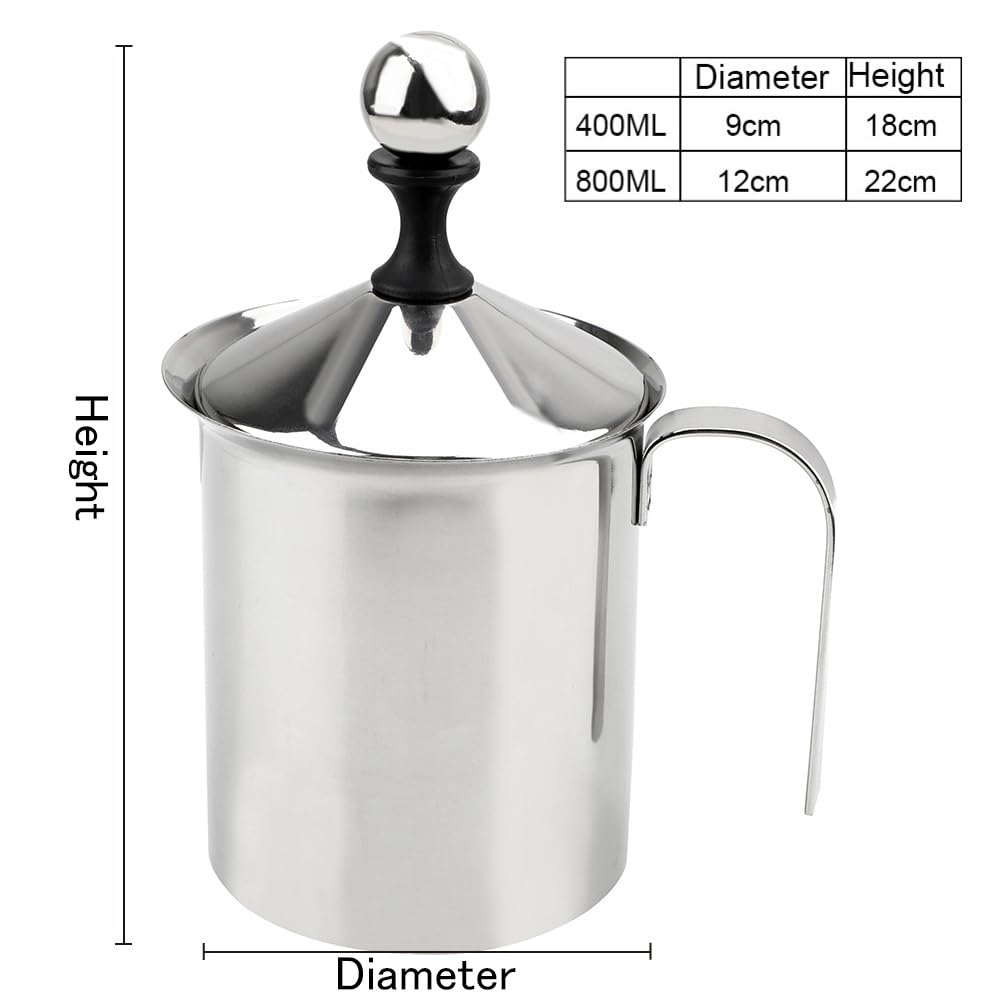 Espumador leche manual doble malla 400/800ml acero inox